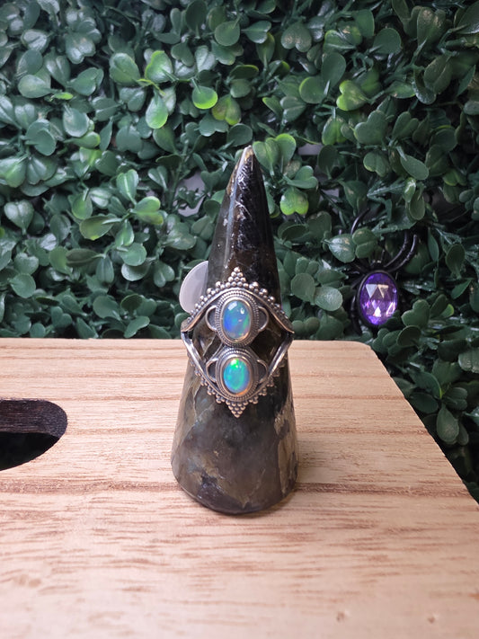 Opal double ring (adjustable)